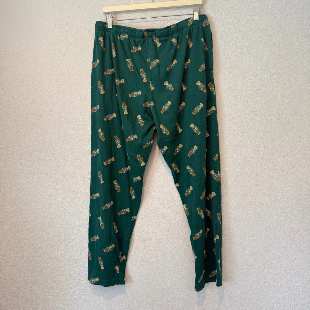 Polo Ralph Lauren Mens Green Polo Bear Print Pajama Sleep Pants Size Large